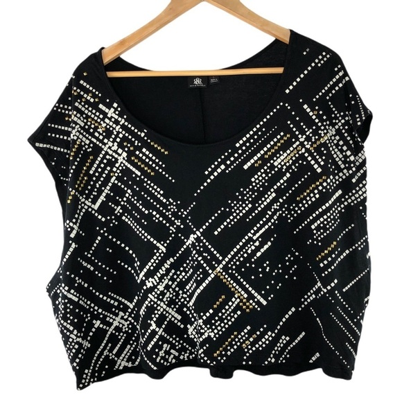 Rock & Republic Tops - Rock & Republic metallic off the shoulder grunge cropped top, L